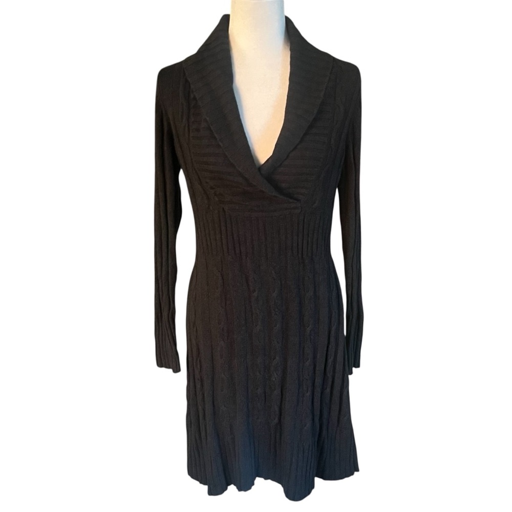 Alfani Silk Angora Knit Long Sleeve Sweater Dress Shawl Collar Size L